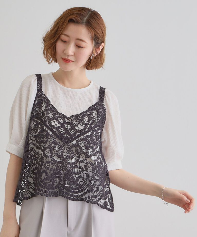 grove「1枚でお洒落に決まるレースビスチェ×ブラウスSET」|シャツ・ブラウス|