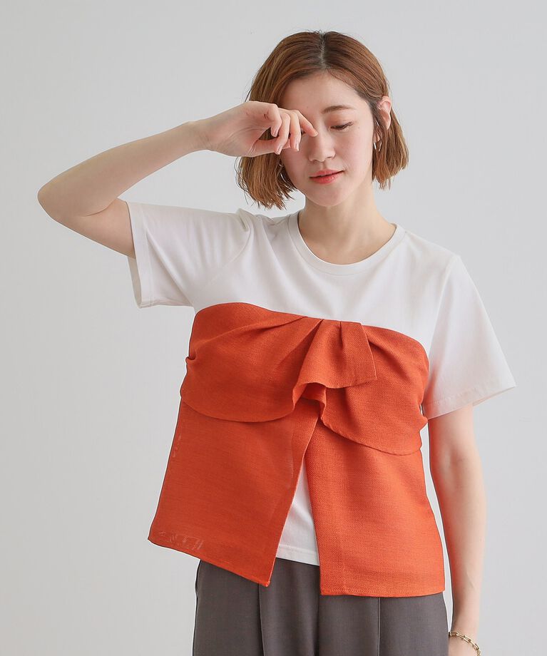 grove「【大人のリゾートスタイル/SETUP】麻調ビスチェドッキングT」|Tシャツ・カットソー|