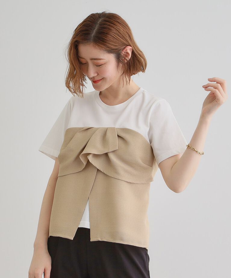 grove「【大人のリゾートスタイル/SETUP】麻調ビスチェドッキングT」|Tシャツ・カットソー|