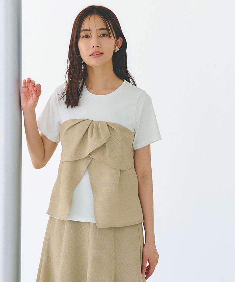 grove「【大人のリゾートスタイル/SETUP】麻調ビスチェドッキングT」|Tシャツ・カットソー|ベージュ(052)