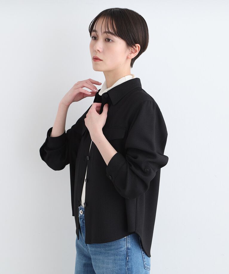 INDIVI「【洗える／UVケア／吸水速乾／SETUP可能】リネンライク サファリシャツジャケット」|ブルゾン・スタジャン|