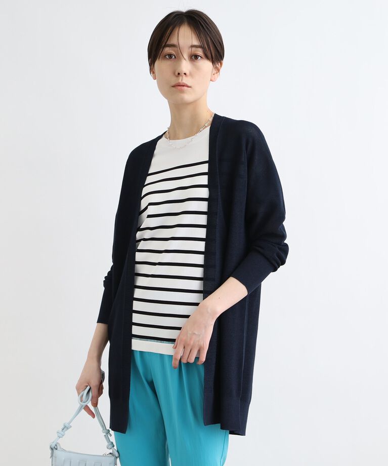 INDIVI「【洗える】ペーパーヤーン着流しニットカーディガン」|カーディガン|