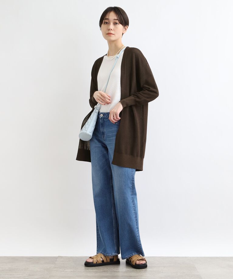 INDIVI「【洗える】ペーパーヤーン着流しニットカーディガン」|カーディガン|