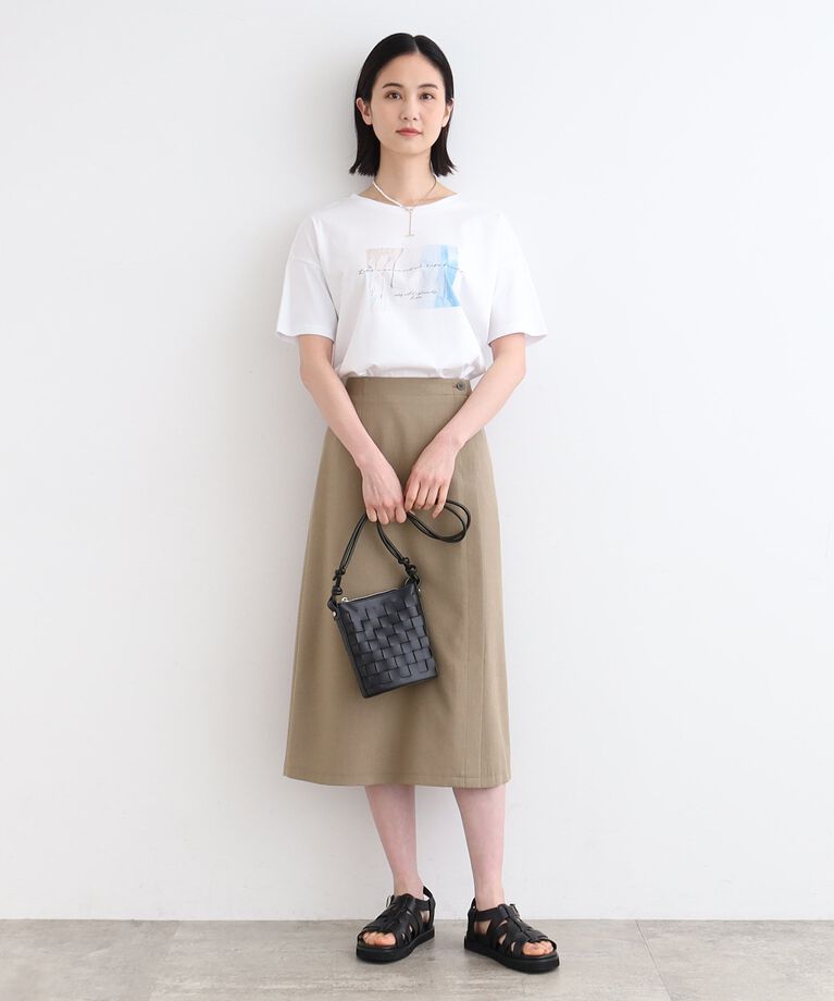INDIVI「【洗える／SETUP可能】リネンライク ラップ風スカート」|スカート|