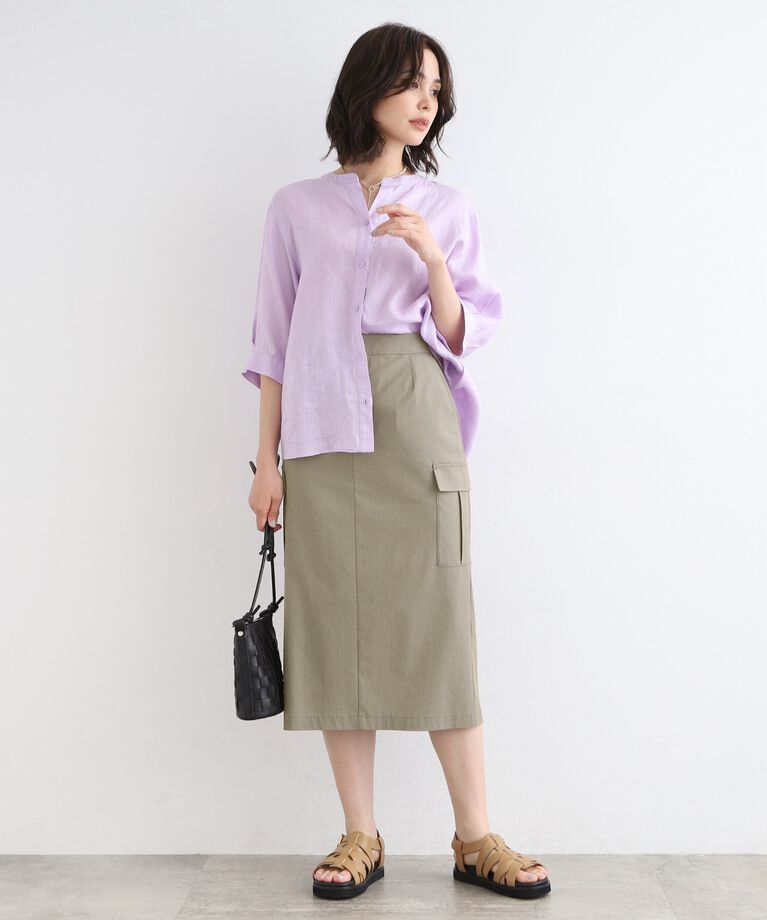 INDIVI「【SETUP可能】麻混ストレッチ カーゴスカート」|スカート|