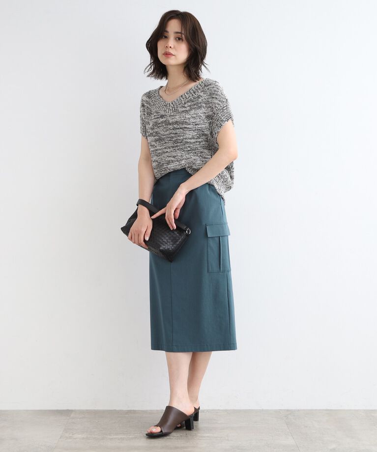 INDIVI「【SETUP可能】麻混ストレッチ カーゴスカート」|スカート|