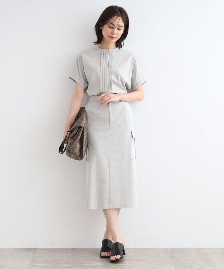 INDIVI「【SETUP可能】麻混ストレッチ カーゴスカート」|スカート|