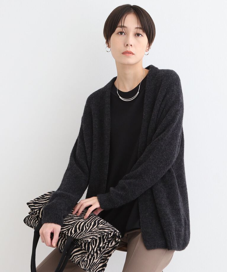 INDIVI「【エアリー】ブークレカーディガン」|カーディガン|ﾁｬｺｰﾙｸﾞﾚｰ(914)
