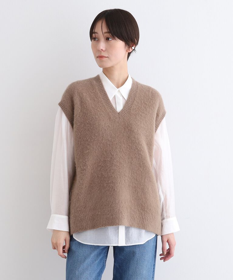INDIVI「【フォックス混】ゆるシルエットヘアリーニットベスト」|ニット・セーター|