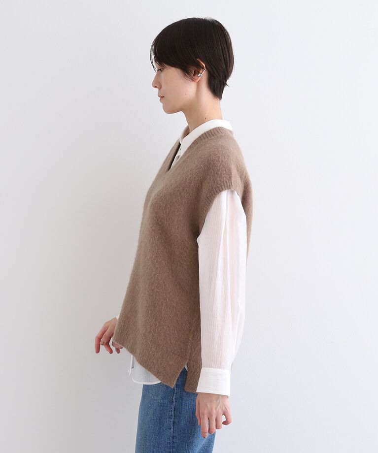 INDIVI「【フォックス混】ゆるシルエットヘアリーニットベスト」|ニット・セーター|