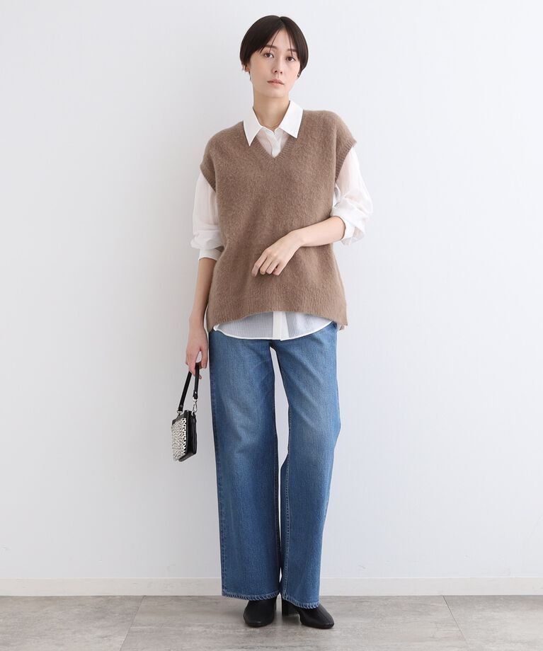 INDIVI「【フォックス混】ゆるシルエットヘアリーニットベスト」|ニット・セーター|