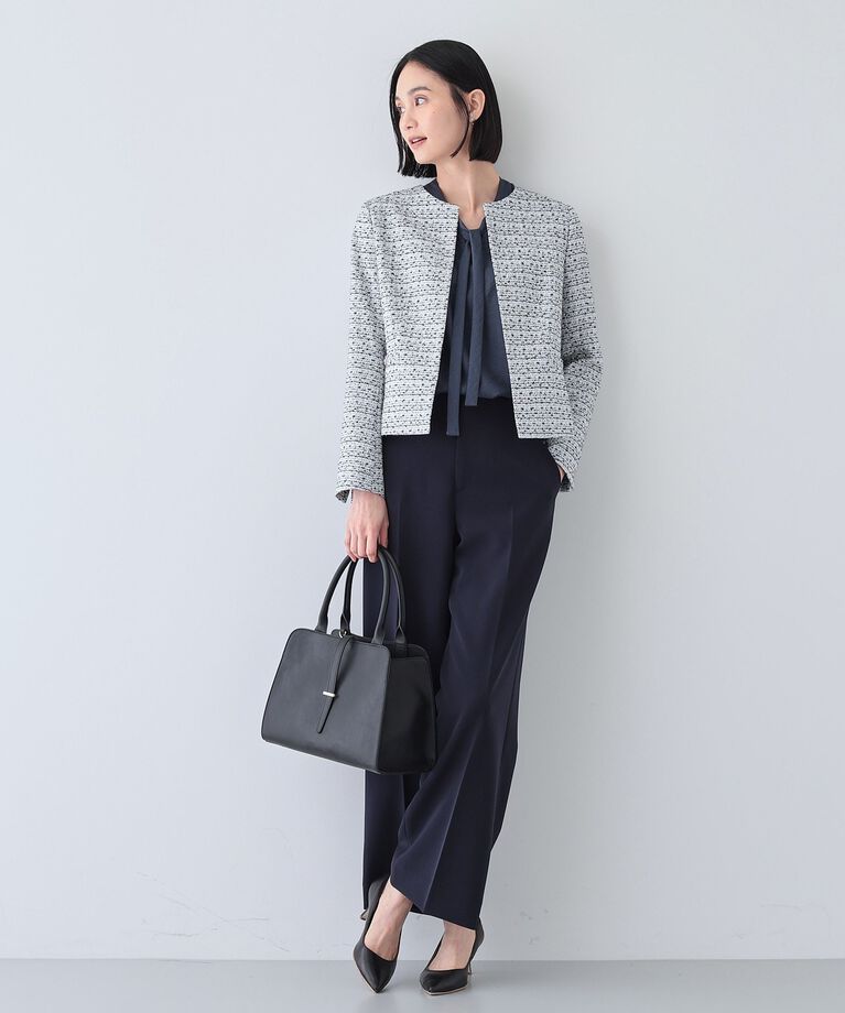 INDIVI「春SALE！【華やか】ファンシーツイードジャケット」|ノーカラージャケット|