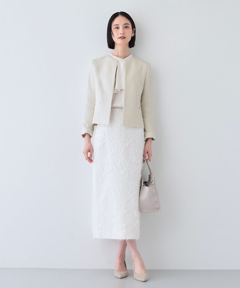 INDIVI「春SALE！【華やか】ファンシーツイードジャケット」|ノーカラージャケット|