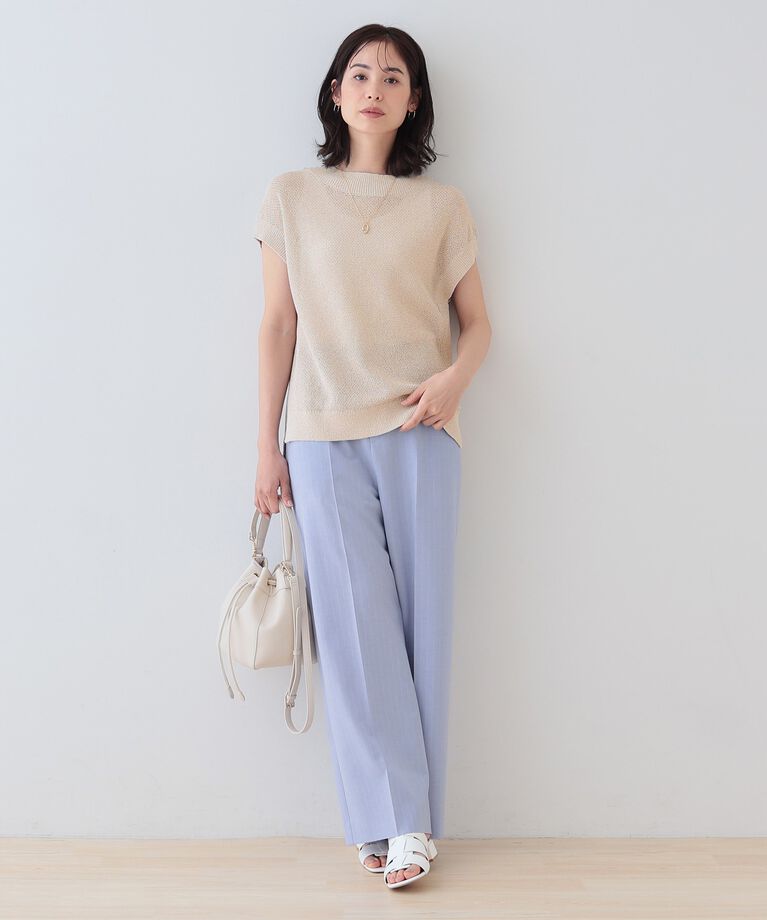 INDIVI「【和紙混素材】フレンチスリーブミックスカラーニット」|ニット・セーター|