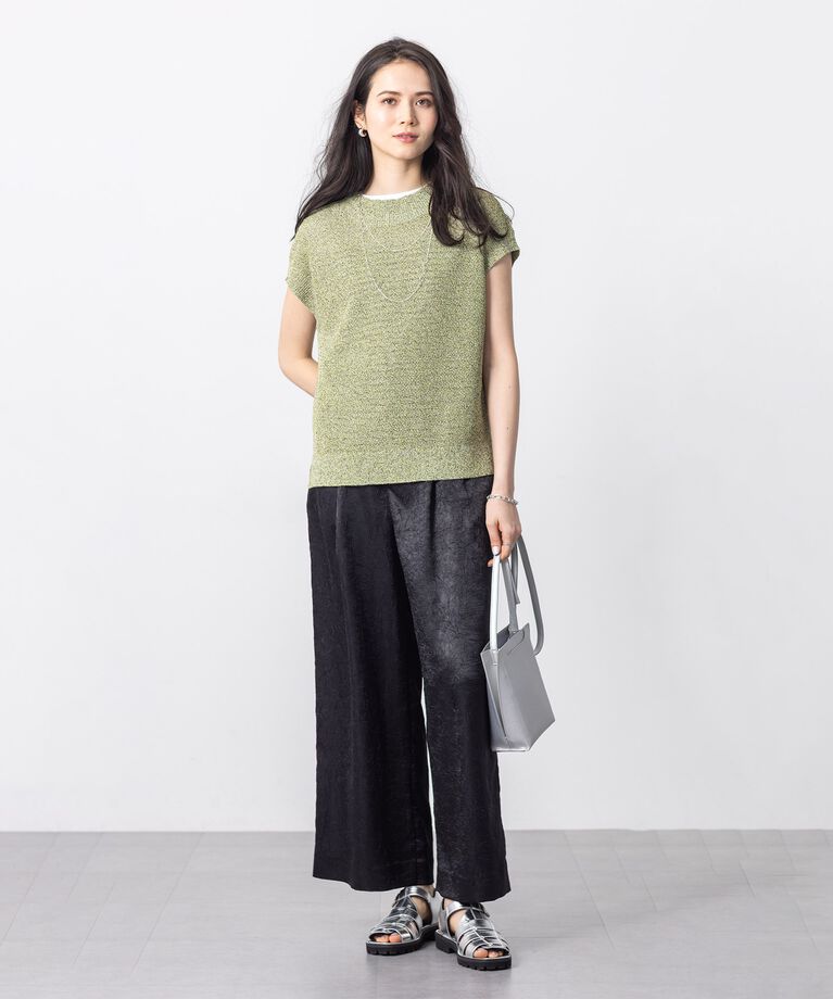 INDIVI「【和紙混素材】フレンチスリーブミックスカラーニット」|ニット・セーター|