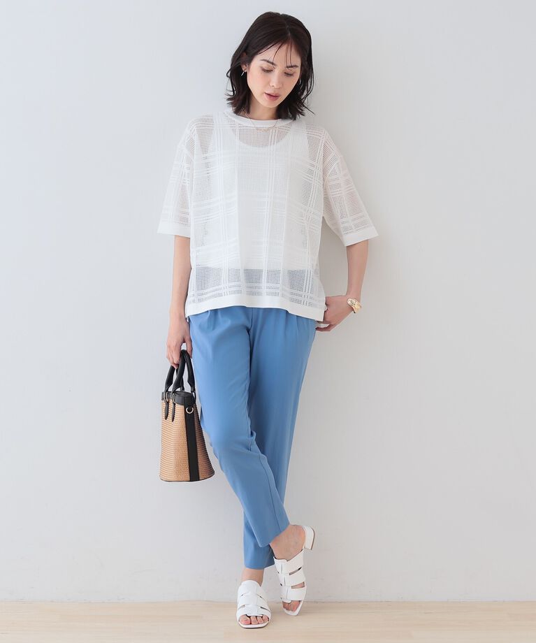 INDIVI「春SALE！【洗える】メッシュチェック柄ニット」|ニット・セーター|