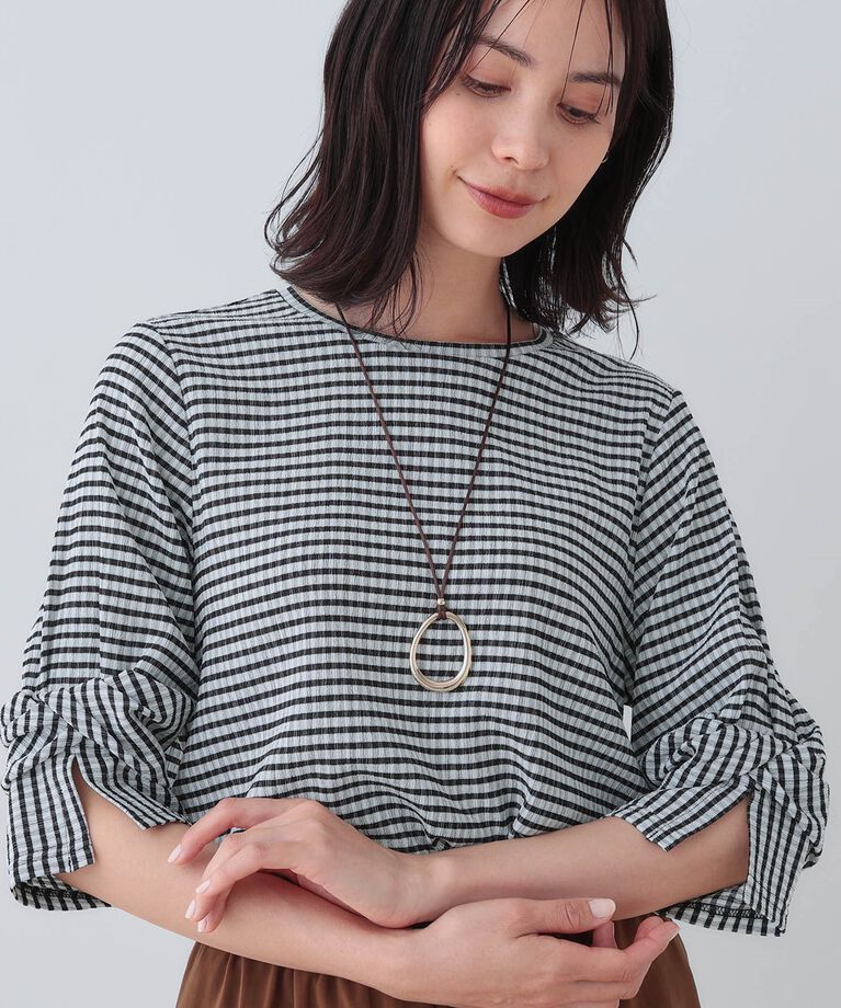 INDIVI「【洗える／吸水速乾／UVケア】ねじりデザイン袖カットソー」|Tシャツ・カットソー|