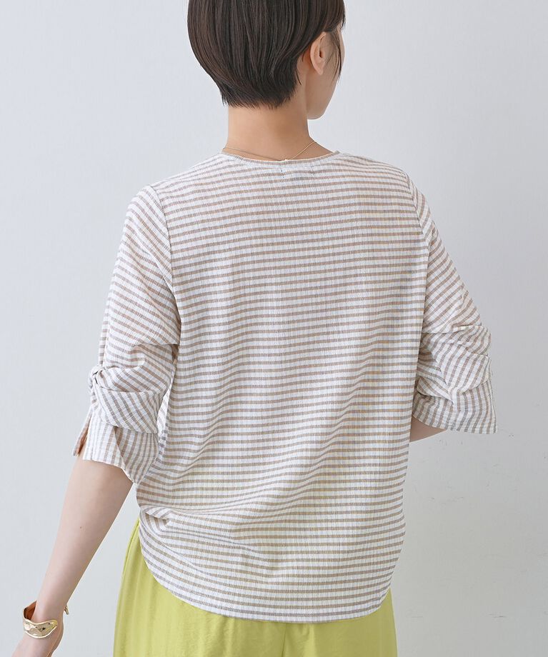 INDIVI「【洗える／吸水速乾／UVケア】ねじりデザイン袖カットソー」|Tシャツ・カットソー|