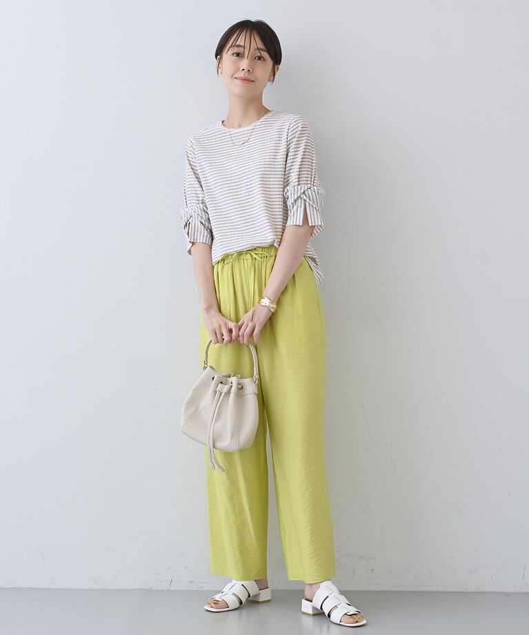 INDIVI「【洗える／吸水速乾／UVケア】ねじりデザイン袖カットソー」|Tシャツ・カットソー|
