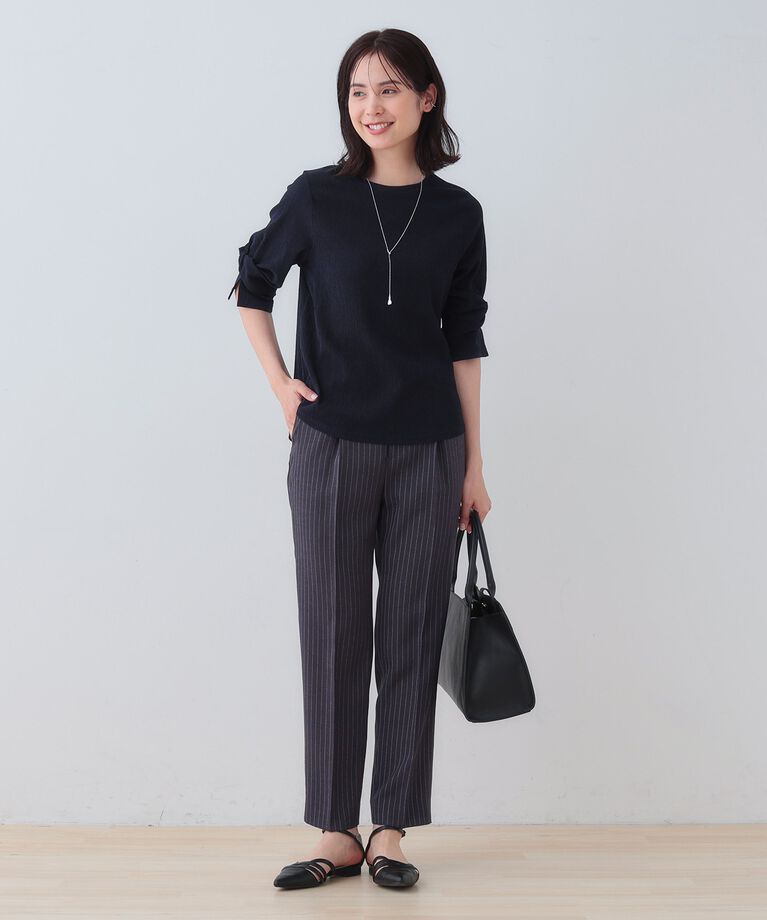 INDIVI「【洗える／吸水速乾／UVケア】ねじりデザイン袖カットソー」|Tシャツ・カットソー|