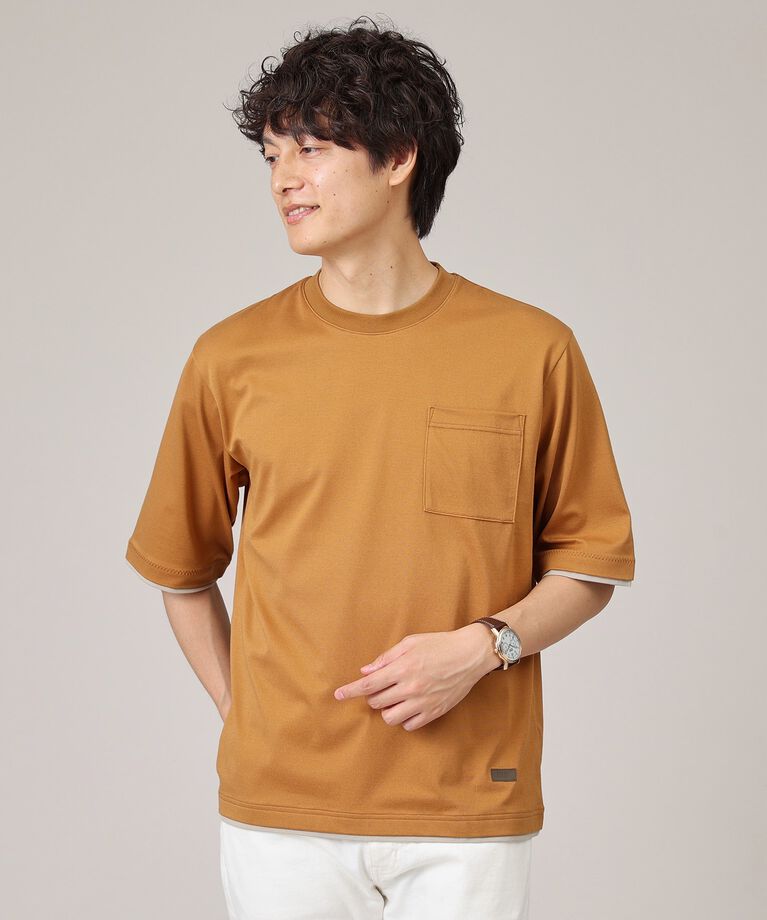 TAKEO KIKUCHI「【接触冷感/日本製】レイヤード Tシャツ」|Tシャツ・カットソー|キャメルブラウン(0