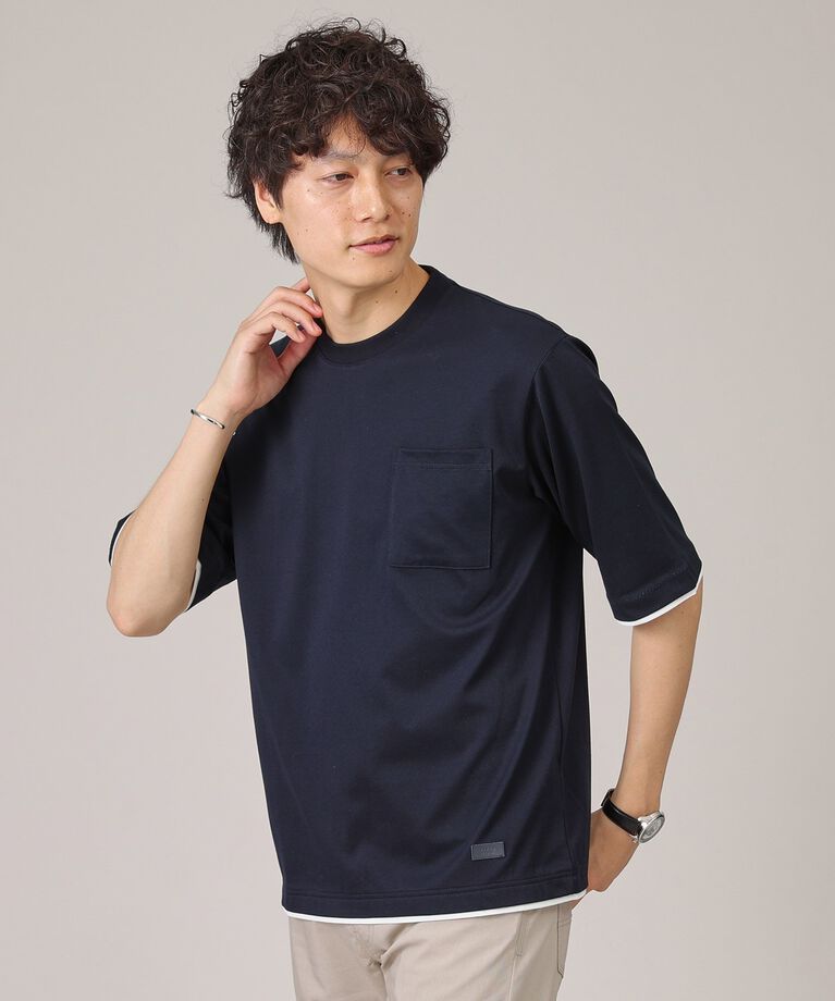 TAKEO KIKUCHI「【接触冷感/日本製】レイヤード Tシャツ」|Tシャツ・カットソー|ネイビー(094)