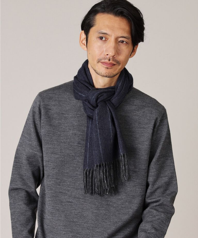 TAKEO KIKUCHI「【洗えるカシミヤ】ヘリンボン　ストライプ マフラー」|ストール|