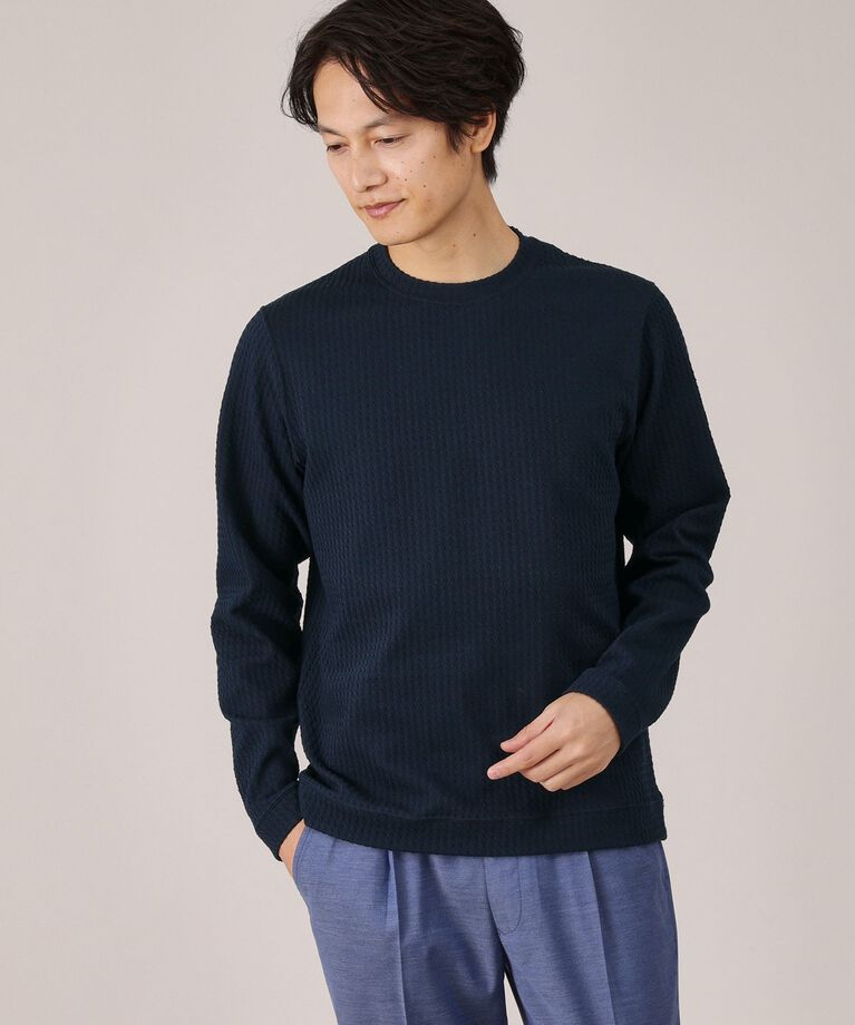 TAKEO KIKUCHI「【Made in JAPAN】千鳥柄 ストレッチ プルオーバー」|Tシャツ・カットソー|ネイビー(094)