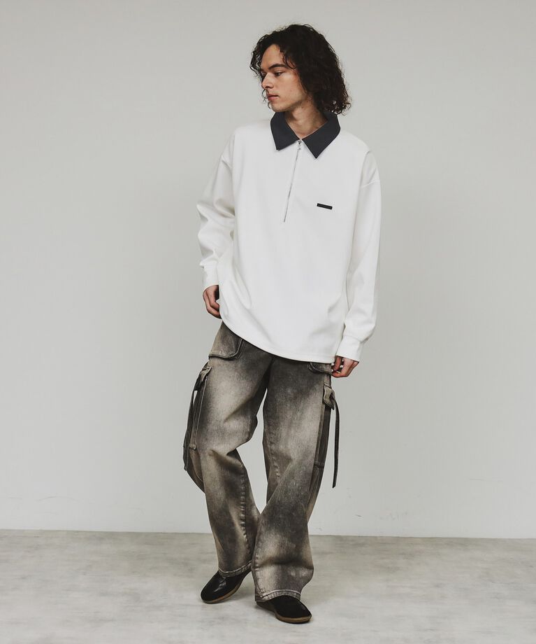 tk.TAKEO KIKUCHI「ルーズハーフジップポロスウェット」|Tシャツ・カットソー|