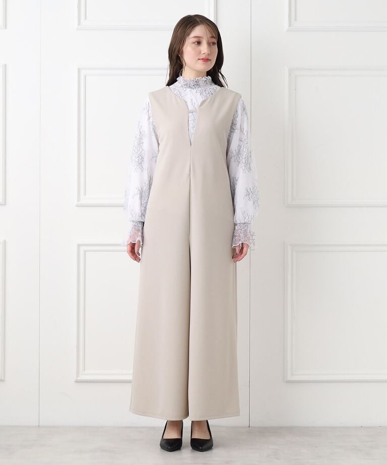 index「≪通勤・セレモニー対応≫ 前後2way/カットジョーゼットサロペット【イージーケア/洗濯機洗い可】」|オールインワン|
