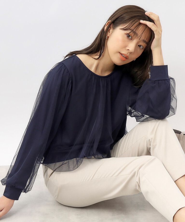 index「≪S-LLsize≫ チュールレイヤードトップス【洗濯機洗い可】」|Tシャツ・カットソー|ﾈｲﾋﾞｰ(094)
