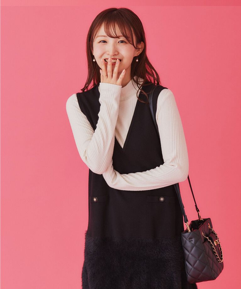 index「《6color/S-LLsize》ラメリブハイネックトップス【洗濯機洗い可/吸湿発熱】」|Tシャツ・カットソー|