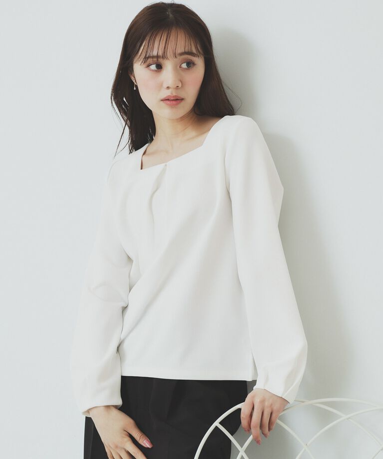 index「キーネックタックデザイントップス【洗濯機洗い可】」|Tシャツ・カットソー|