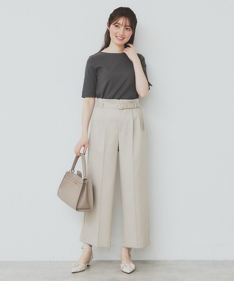 index「《7色展開/XS-LLサイズ》ボートネックリブトップス【UV/洗濯機洗い可】」|Tシャツ・カットソー|