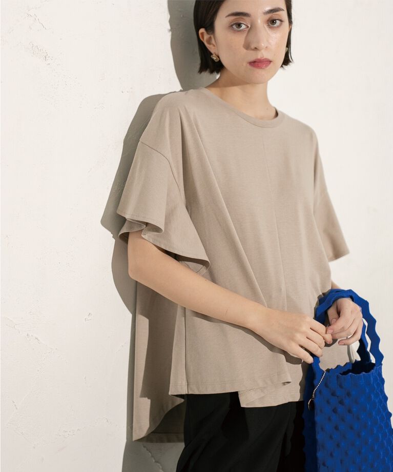 OPAQUE.CLIP「フリルスリーブカットソー【洗濯機洗い可】」|Tシャツ・カットソー|