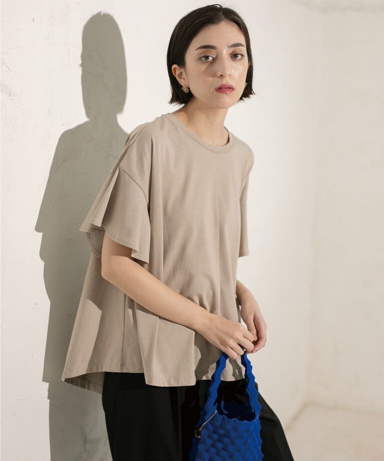 OPAQUE.CLIP「フリルスリーブカットソー【洗濯機洗い可】」|Tシャツ・カットソー|