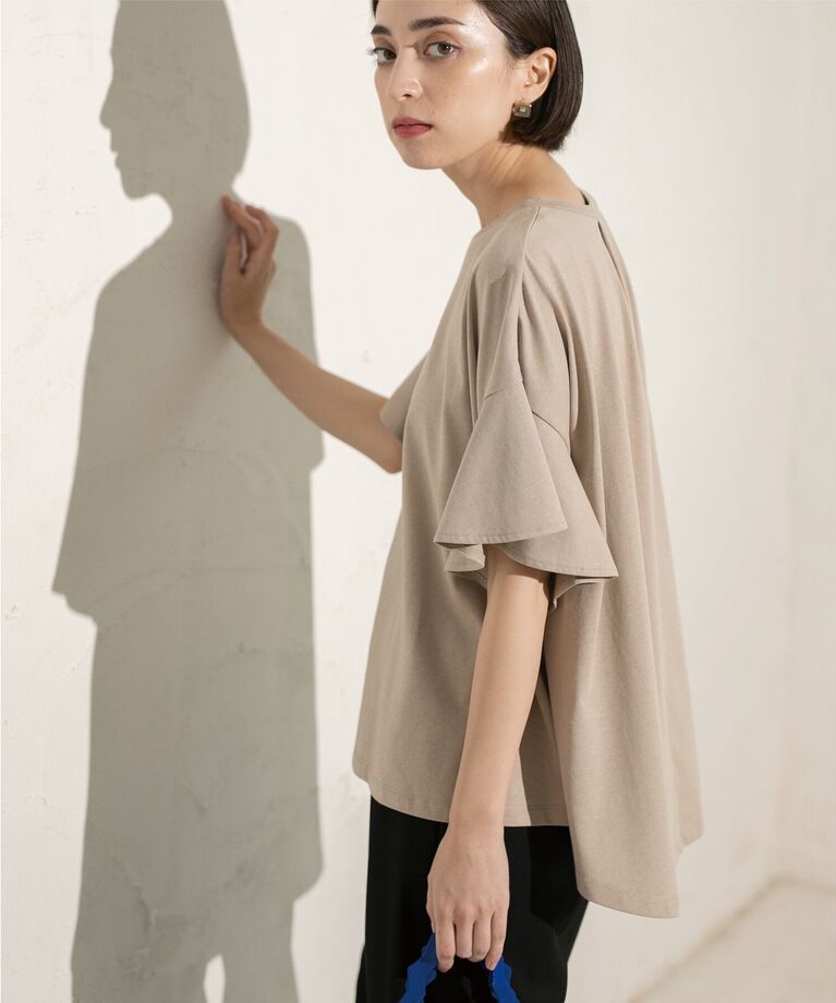 OPAQUE.CLIP「フリルスリーブカットソー【洗濯機洗い可】」|Tシャツ・カットソー|