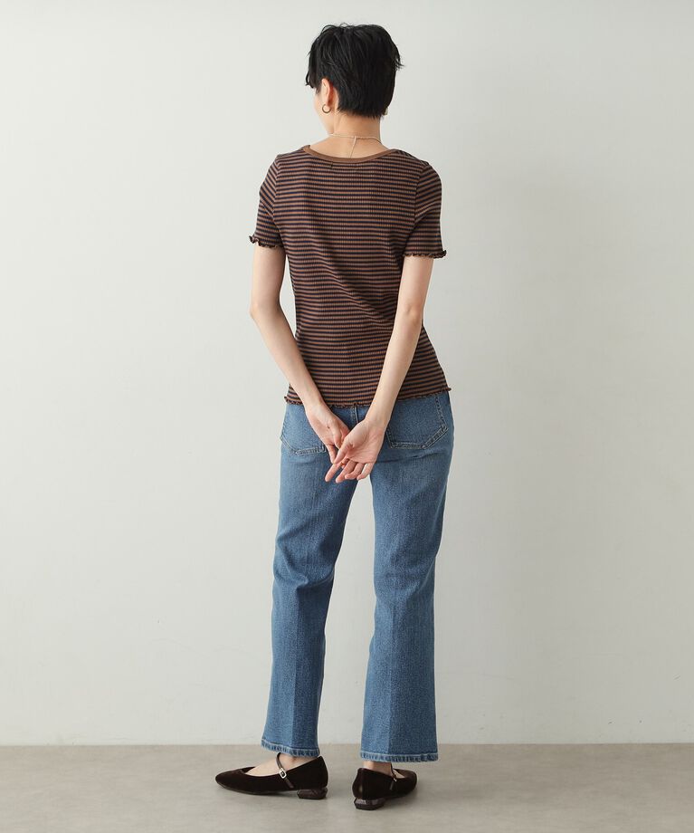 OPAQUE.CLIP「細ボーダーリブカットソー【洗濯機洗い可】」|Tシャツ・カットソー|