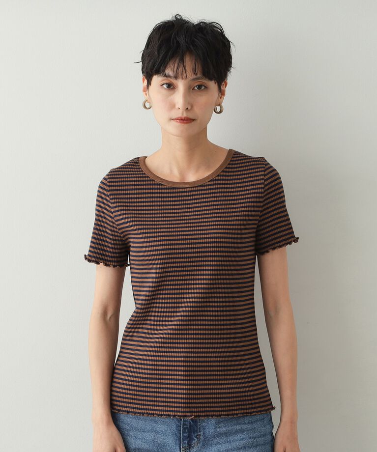 OPAQUE.CLIP「細ボーダーリブカットソー【洗濯機洗い可】」|Tシャツ・カットソー|