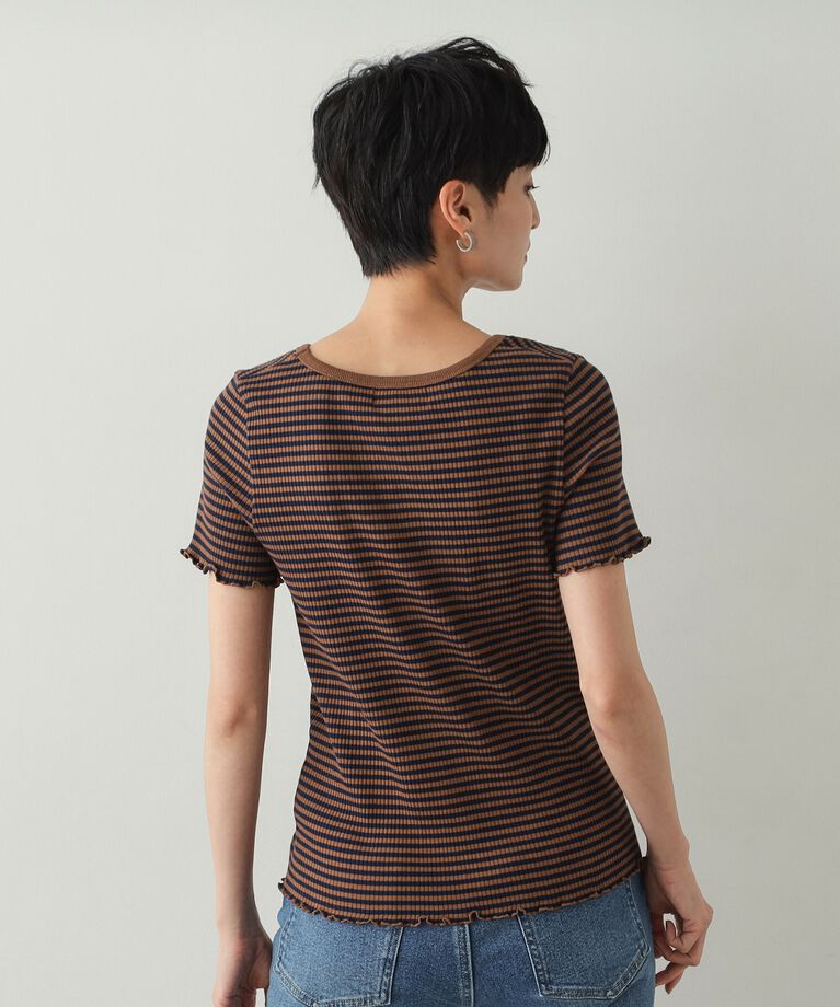 OPAQUE.CLIP「細ボーダーリブカットソー【洗濯機洗い可】」|Tシャツ・カットソー|