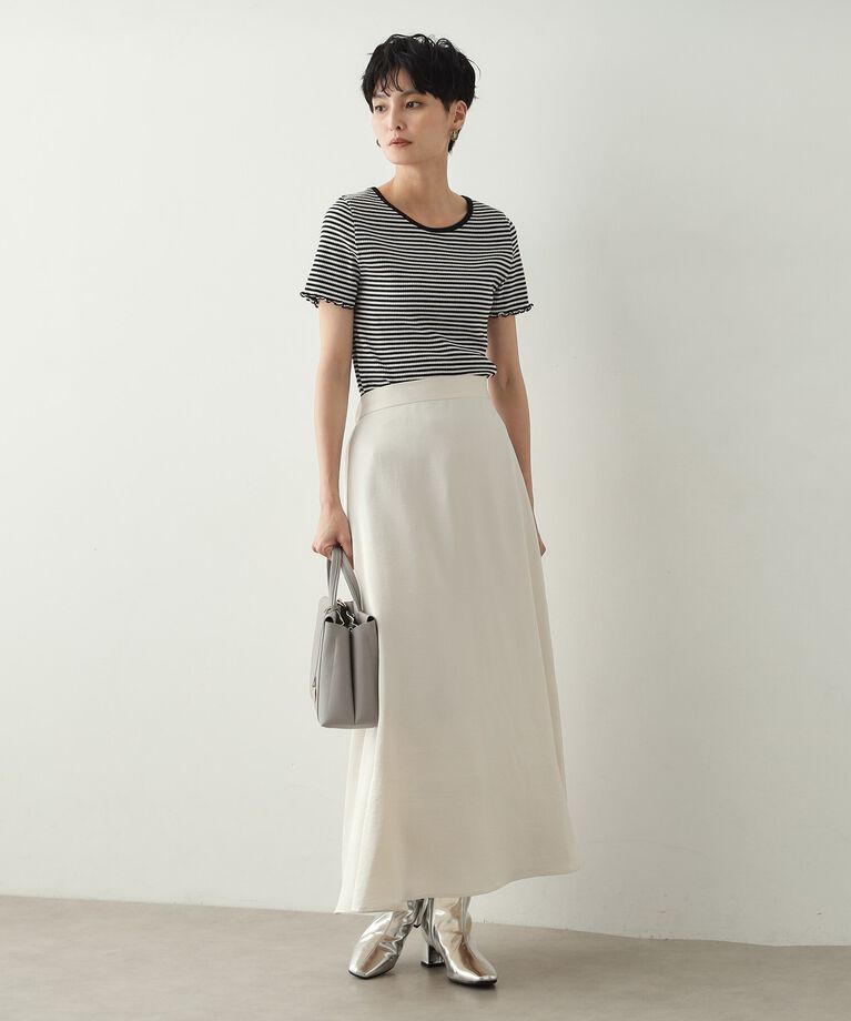 OPAQUE.CLIP「細ボーダーリブカットソー【洗濯機洗い可】」|Tシャツ・カットソー|