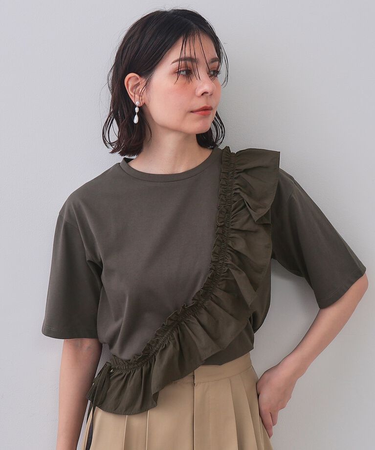 OPAQUE.CLIP「フリルドッキングカットソー【洗濯機洗い可】」|Tシャツ・カットソー|
