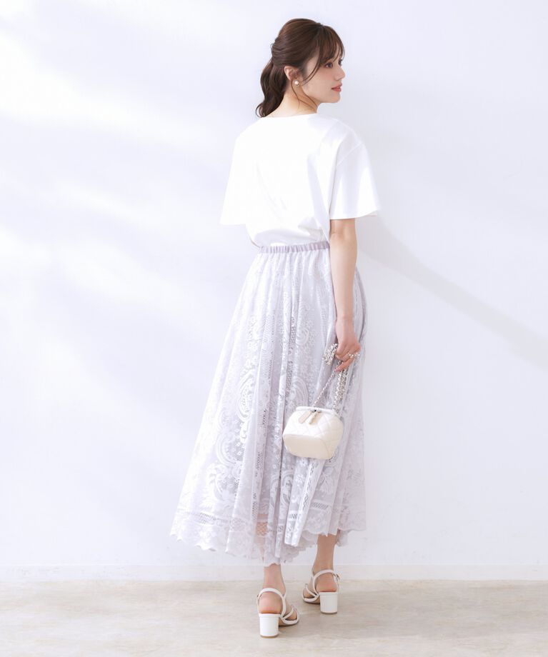 Couture broach「【マシンウォッシャブル・接触冷感・UV機能】60リボンロゴプリント フレアーT」|Tシャツ・カットソー|