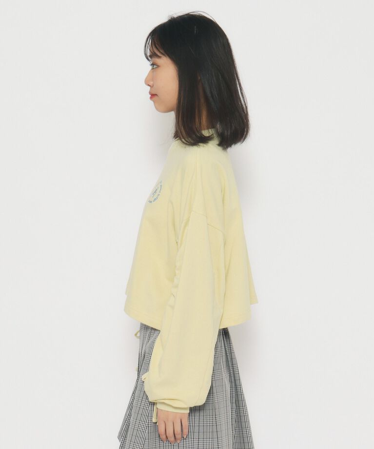 PINK-latte「袖リボンギャザー ロングTシャツ」|Tシャツ・カットソー|