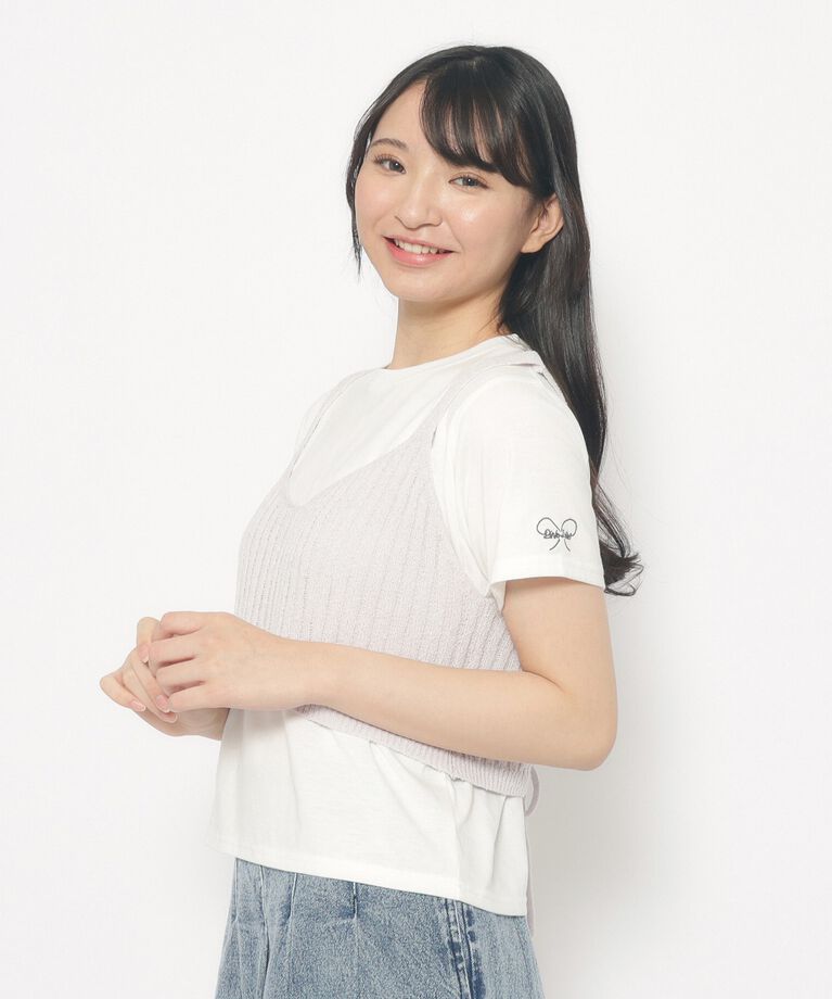 PINK-latte「【2点SET・洗える】＋3歳見え　ニットビスチェ＋インナーTシャツセット」|その他|