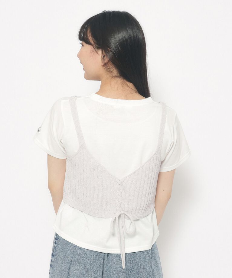 PINK-latte「【2点SET・洗える】＋3歳見え　ニットビスチェ＋インナーTシャツセット」|その他|