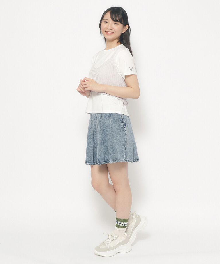 PINK-latte「【2点SET・洗える】＋3歳見え　ニットビスチェ＋インナーTシャツセット」|その他|