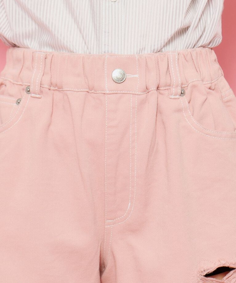 PINK-latte「ハートダメージデザインショートパンツ」|キュロット|