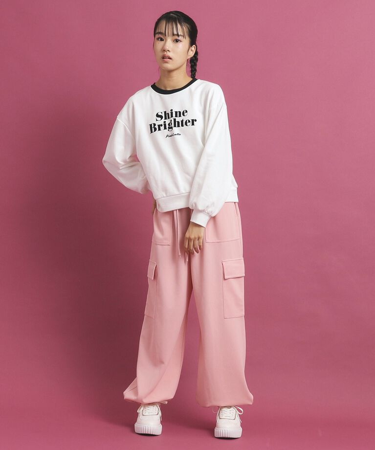 PINK-latte「リンガー裏毛プルオーバー」|Tシャツ・カットソー|