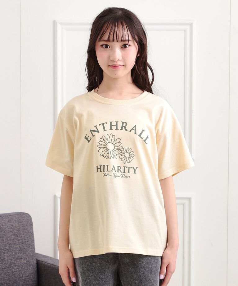 PINK-latte「フラワーモチーフTシャツ」|Tシャツ・カットソー|